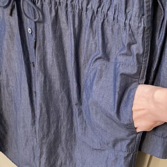 Atm Anthony Thomas Melillo Parka Drawstring Chambray Shirtdress Blue Size Small - Picture 8 of 12
